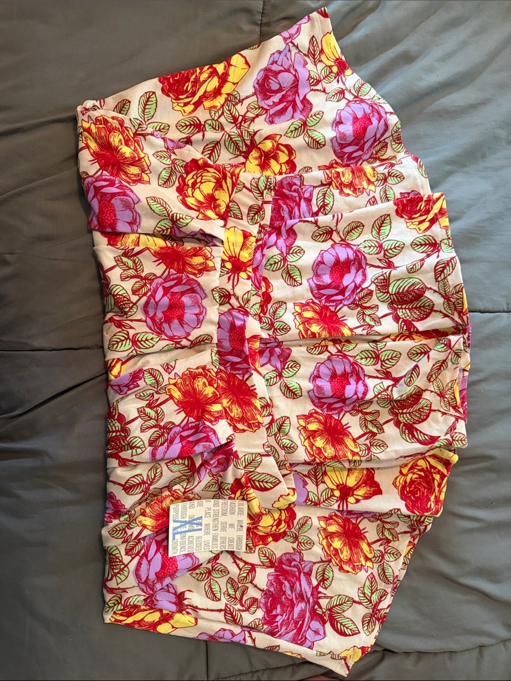 LuLaRoe Floral Print Skirt in Pink, Yellow & Green
